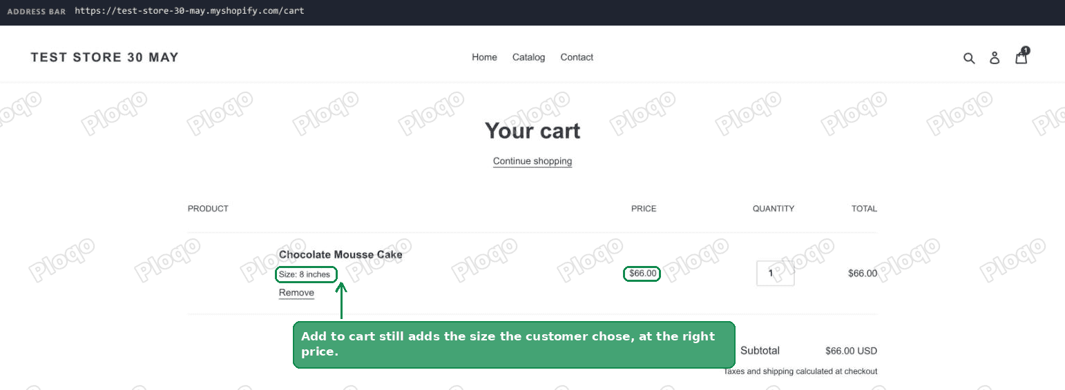 Cart shows the correct variant after the fix