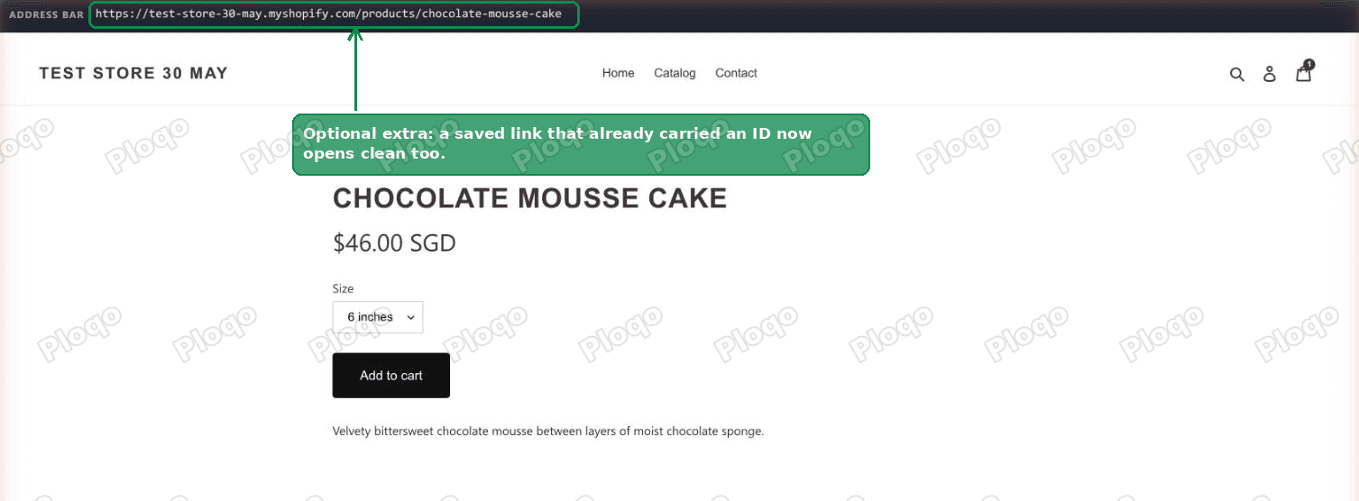 An old link carrying a variant ID now opens clean