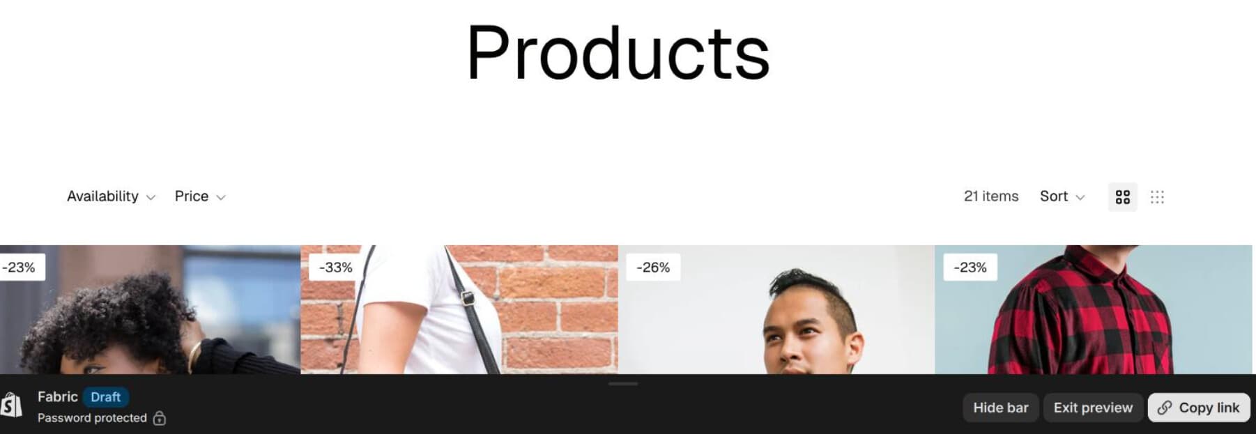 Percentage badges on the collection page
