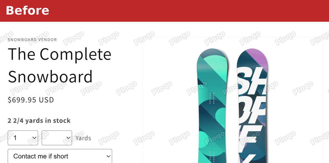 A Dawn product page with a title and price and no sold count