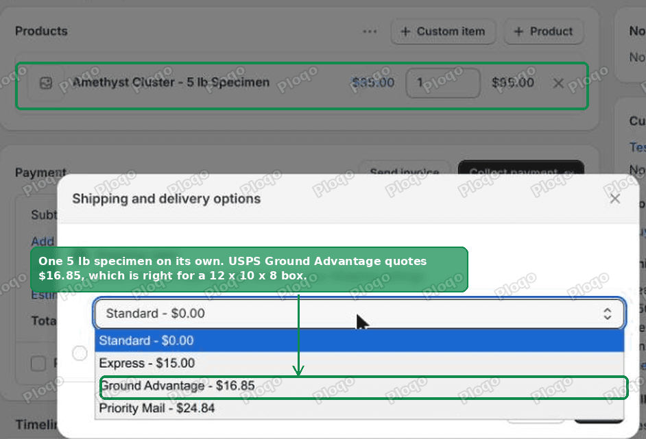 One heavy item on its own quotes $16.85 on USPS Ground Advantage