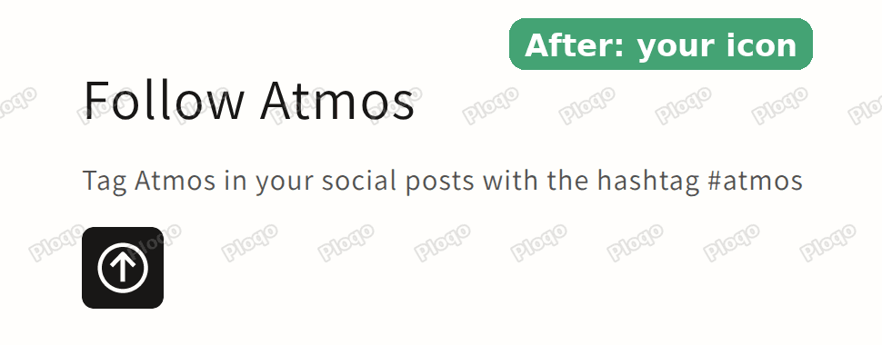 Same footer block with a custom icon in place of the Instagram icon