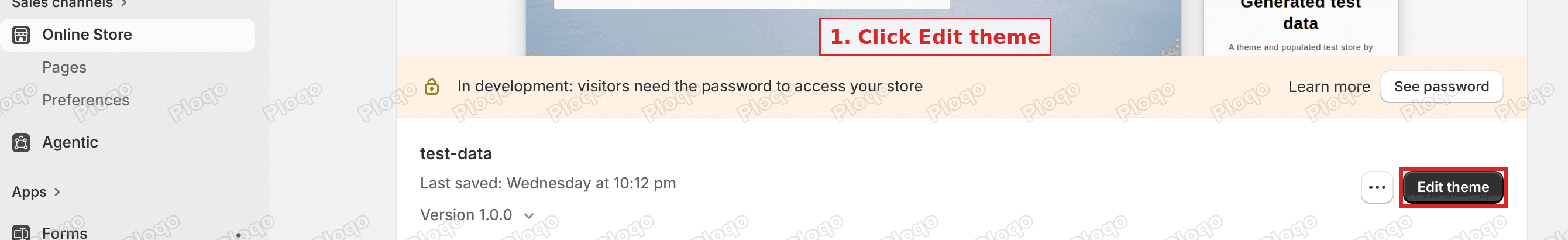 The Edit theme button on the Themes page