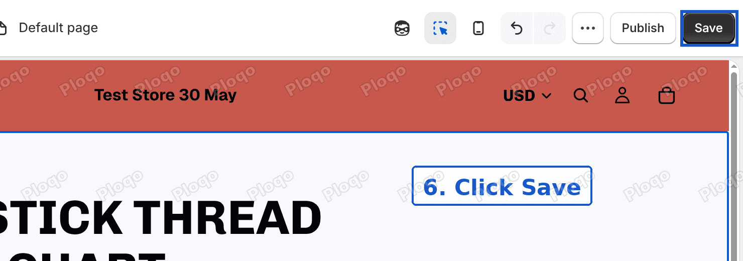 The Save button in the theme editor highlighted