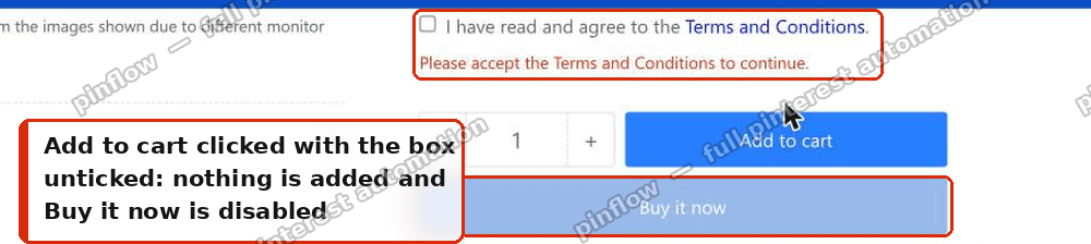 Add to cart blocked while the terms checkbox is unticked