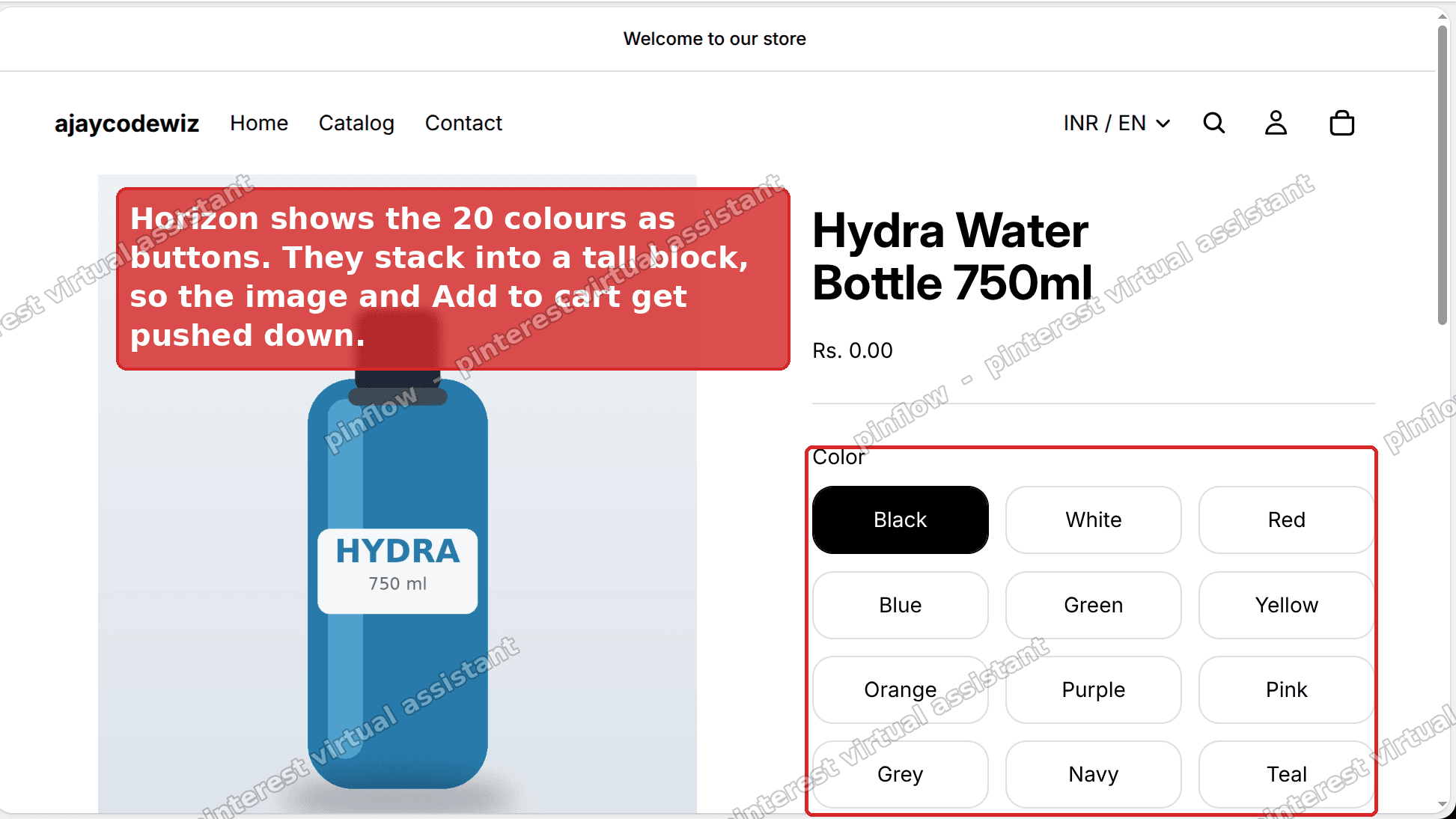 Horizon product page - 20 colours stack into a tall block