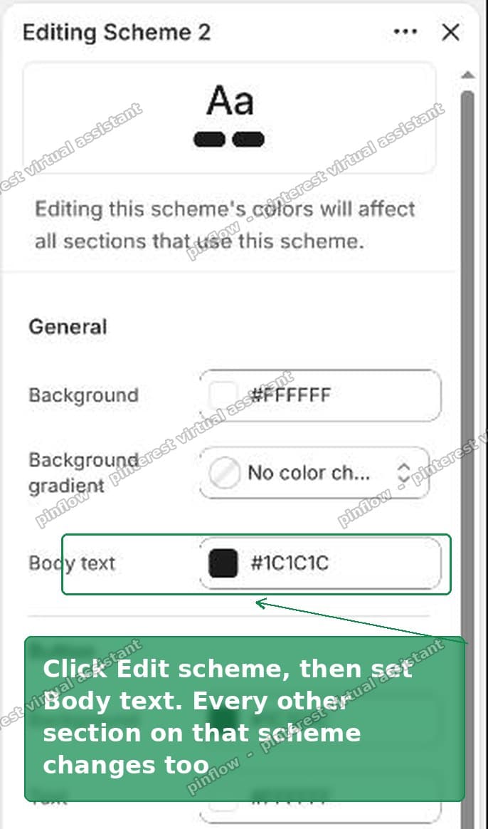 Edit scheme lets you set the exact Body text colour, but it is shared across sections