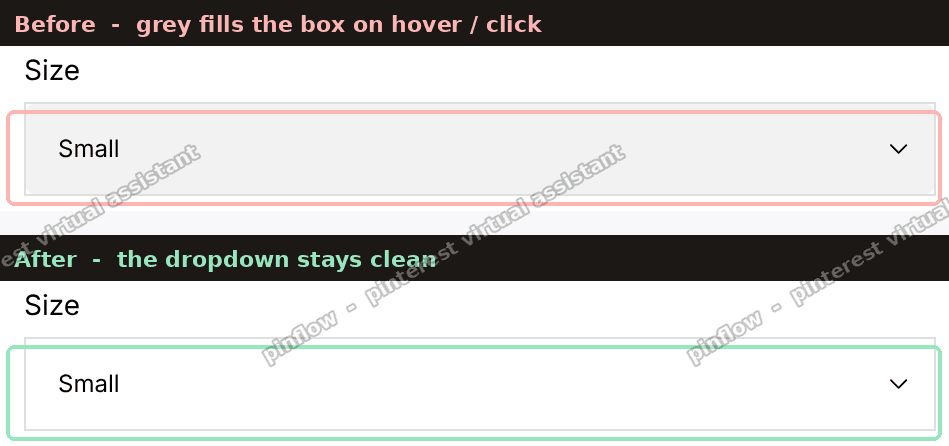 Horizon variant dropdown before and after removing the grey hover fill