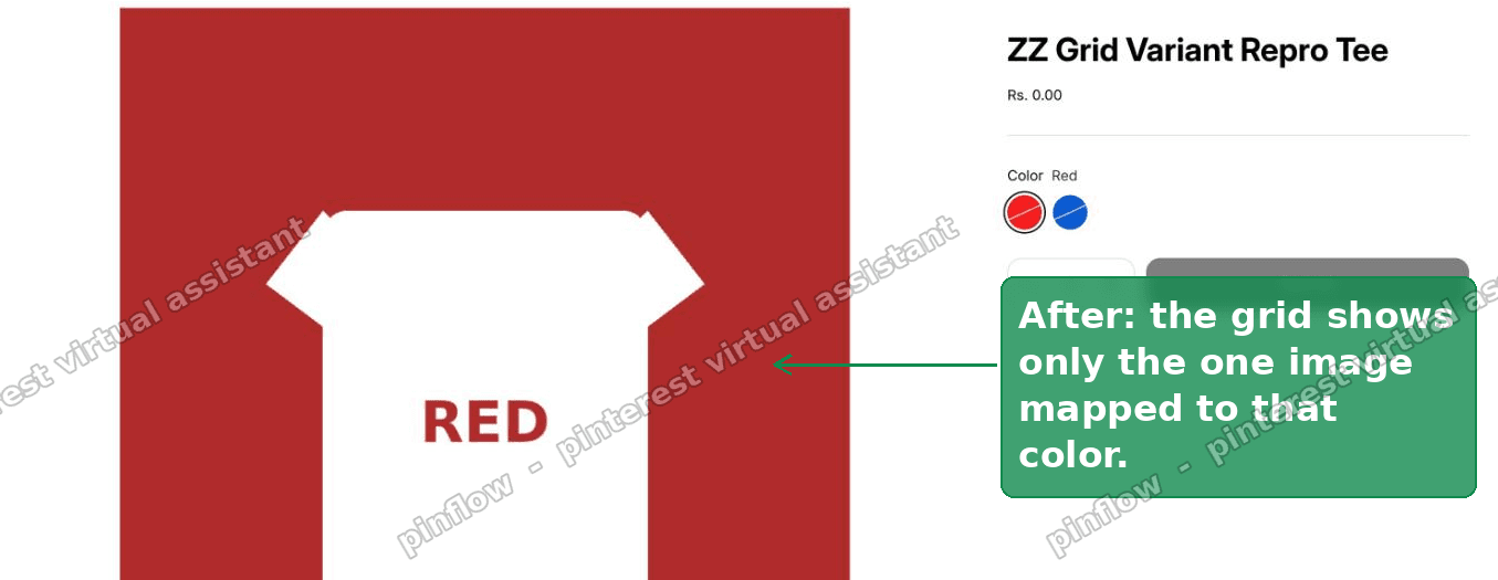 After the edit: the Grid shows only the image mapped to the selected color