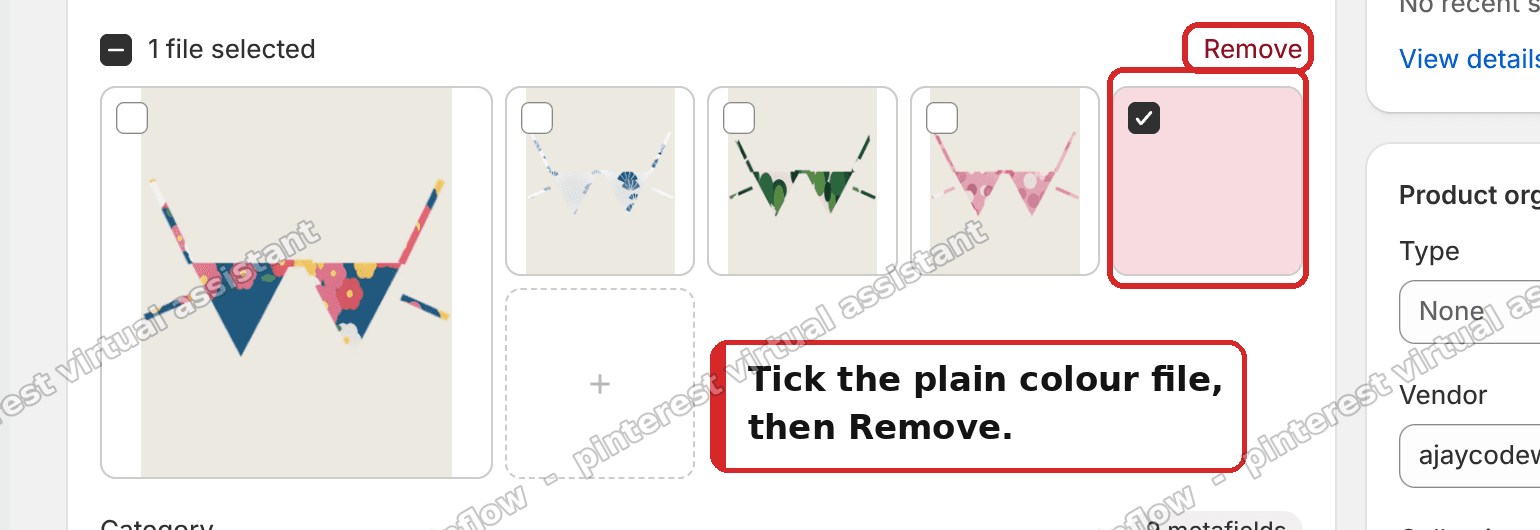 Tick the plain colour file, then Remove