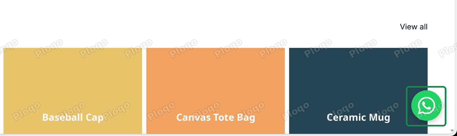 The theme editor preview with the green WhatsApp button in the bottom right corner of the store