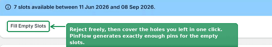 The empty slots banner with the Fill Empty Slots button