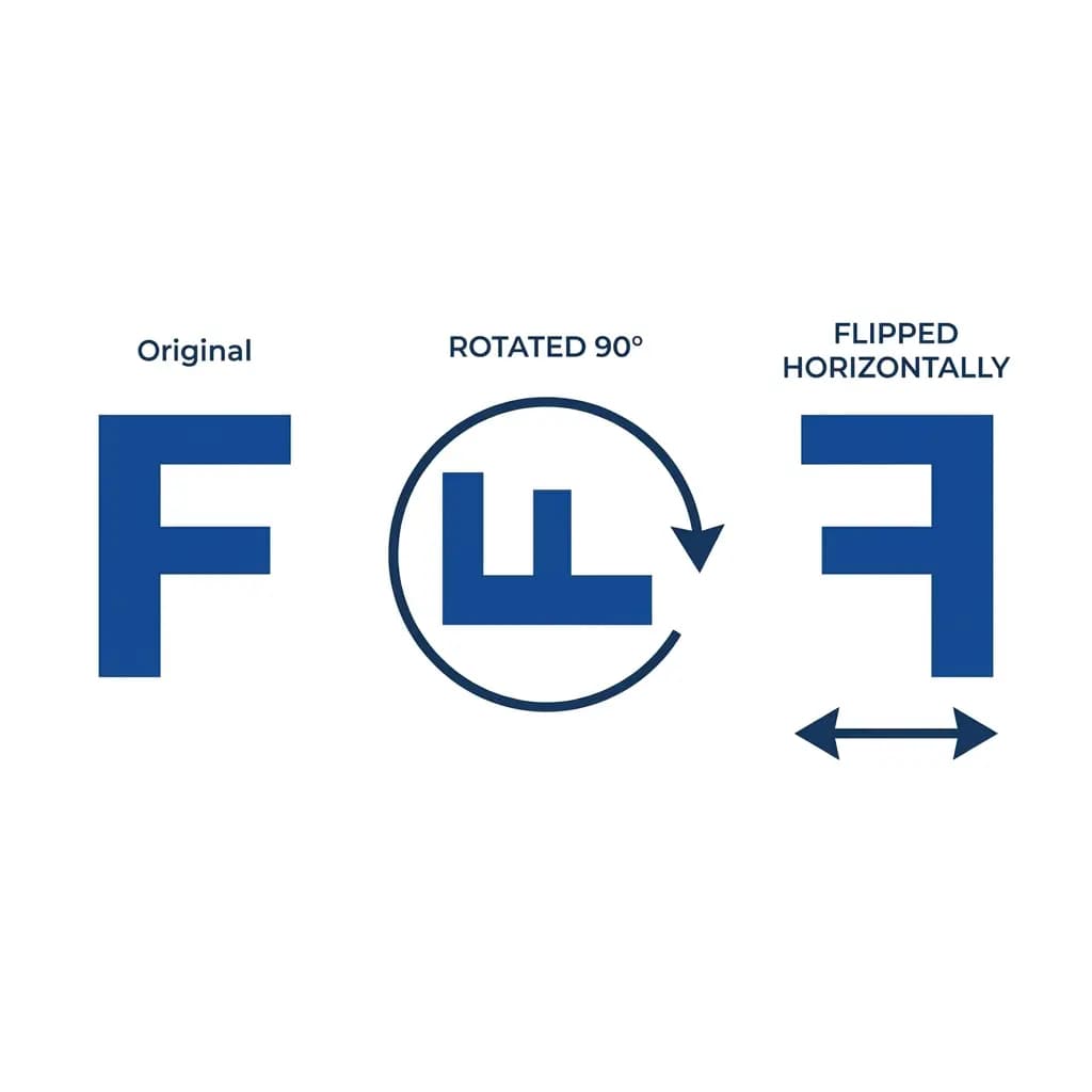 Visual illustration of image rotation and horizontal flipping