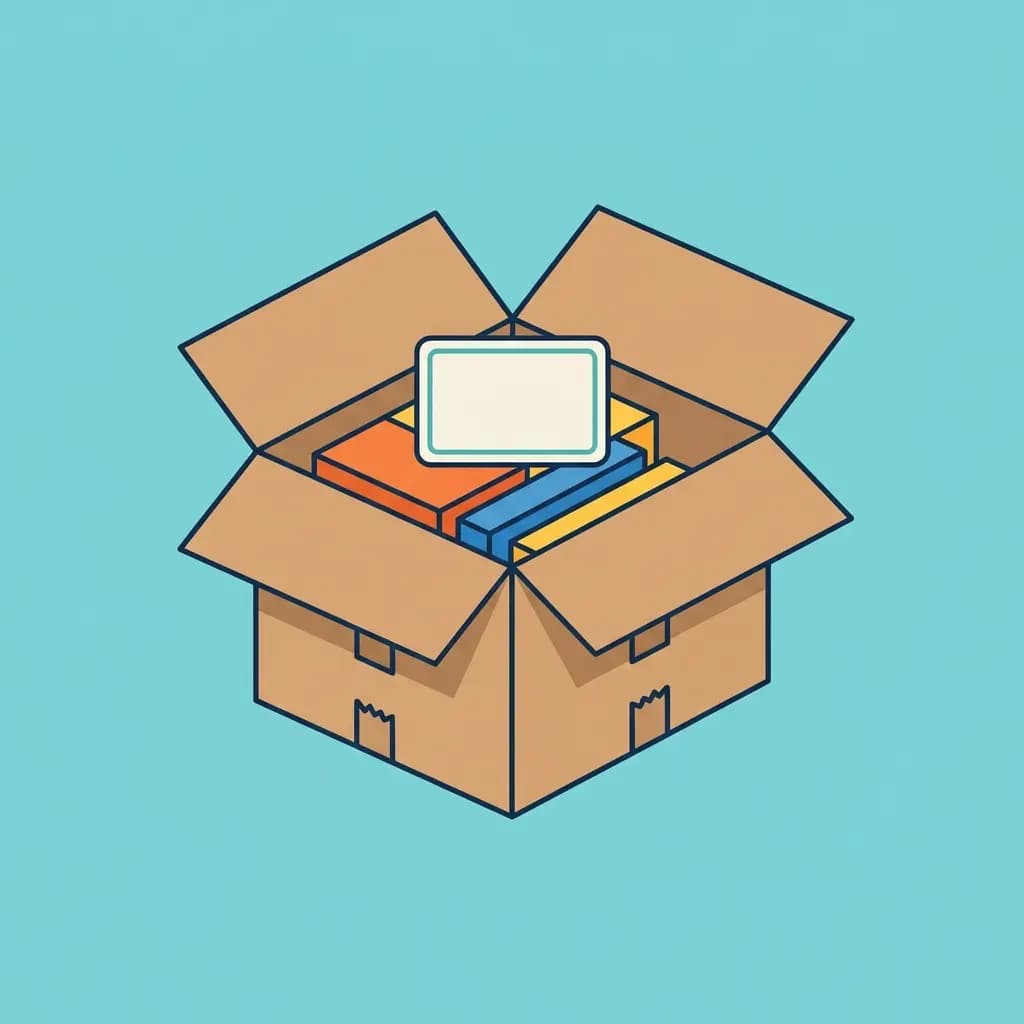 Unboxing experience with a branded business card inside a shipping box